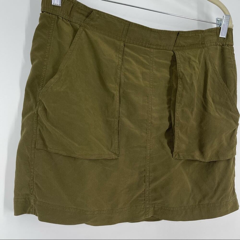 Madewell Lookout Skirt Womens Medium Green Silk Cargo Pockets Lined Earthy Olive - Picture 9 of 10